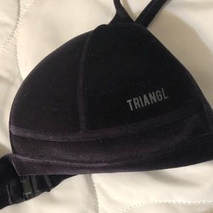 S++ black velvet triangl bikini top